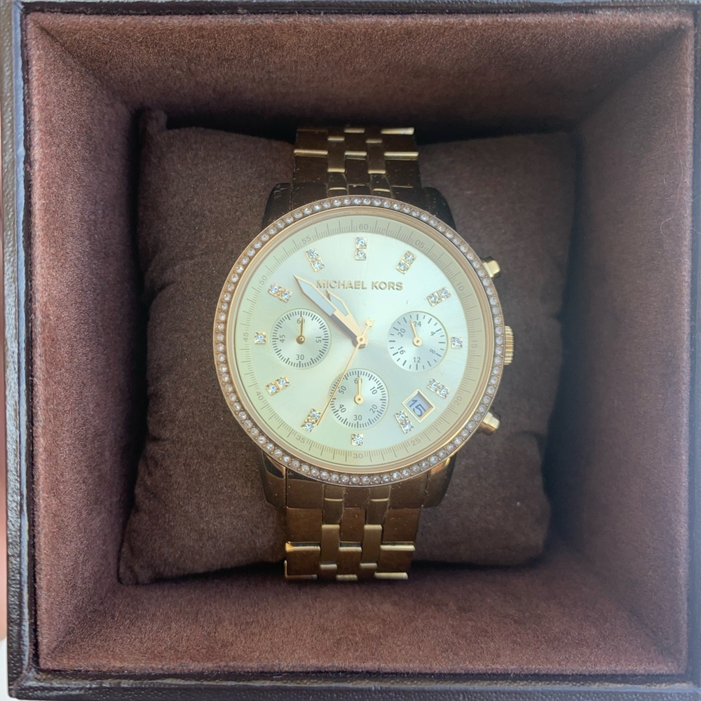 Michael Kors Gold Watch with Crystal Detail